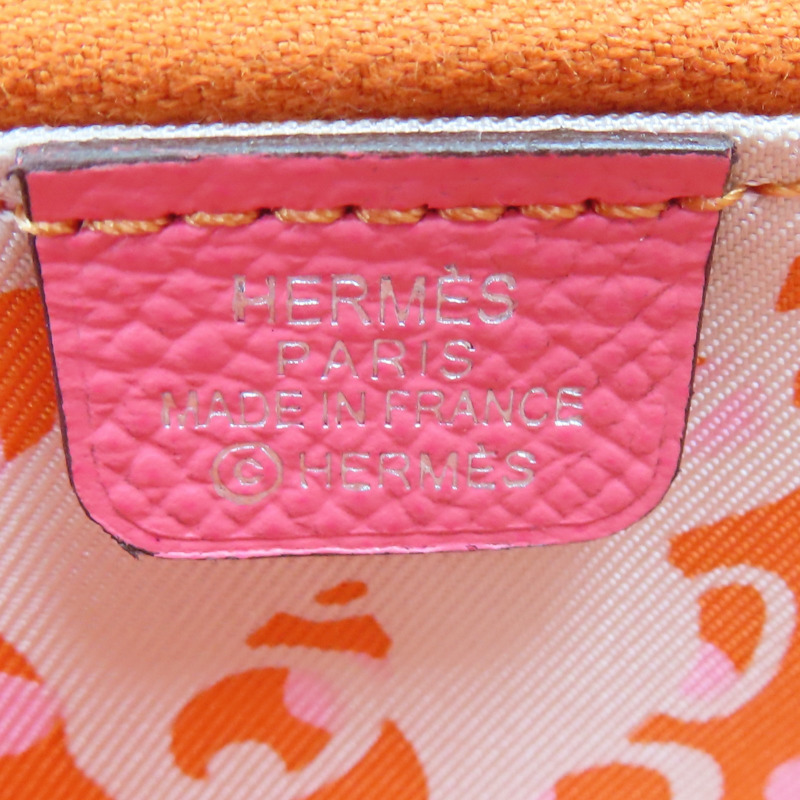 杜鵑粉 Epsom牛皮 Silk in Compact 絲巾短夾 C刻【HERMES 愛馬仕】-6