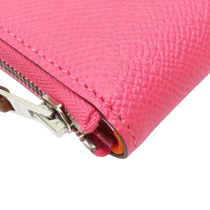 杜鵑粉 Epsom牛皮 Silk in Compact 絲巾短夾 C刻【HERMES 愛馬仕】-8