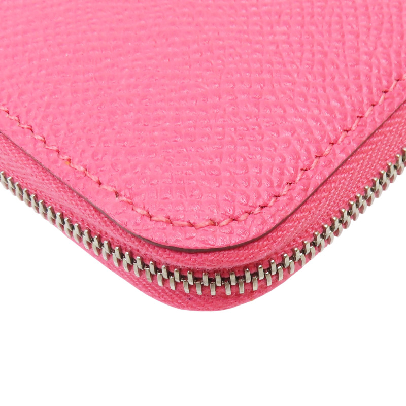 杜鵑粉 Epsom牛皮 Silk in Compact 絲巾短夾 C刻【HERMES 愛馬仕】-10