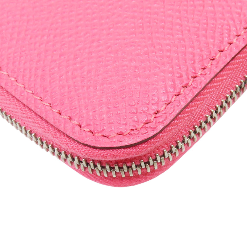 杜鵑粉 Epsom牛皮 Silk in Compact 絲巾短夾 C刻【HERMES 愛馬仕】-11