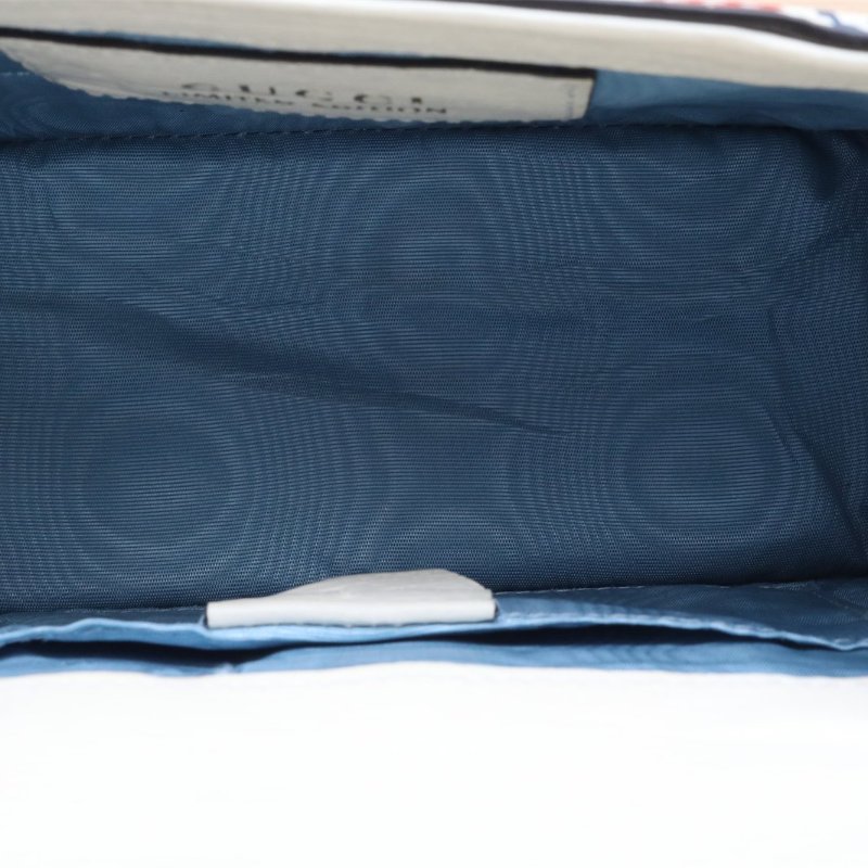 GUCCI Sylvie塞爾維亞絲帶包皮手帶Mini20愛心星星印花米白色牛皮肩背包-4