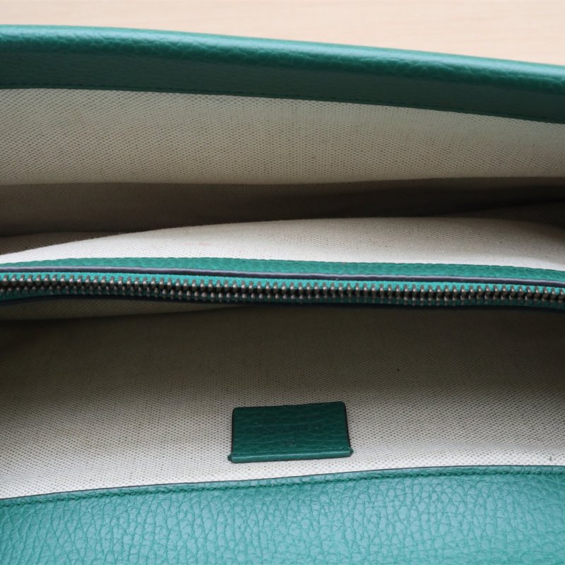 GUCCI Dionysus酒神中號28綠色牛皮鑽扣肩背包-2