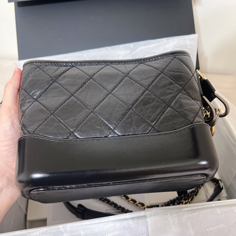 全配🈶購證 Chanel 香奈兒 限量提把流浪包 黑金 小號-4