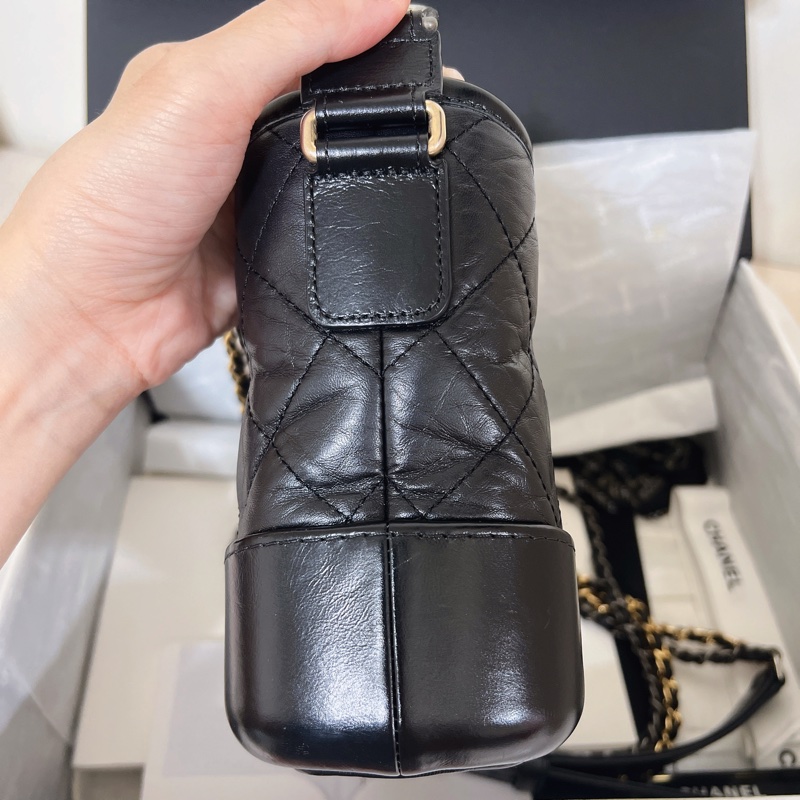 全配🈶購證 Chanel 香奈兒 限量提把流浪包 黑金 小號-7