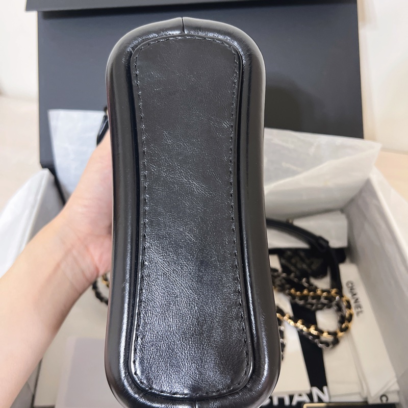 全配🈶購證 Chanel 香奈兒 限量提把流浪包 黑金 小號-9