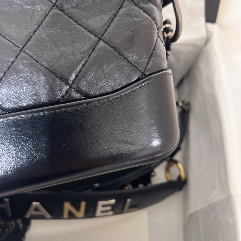 全配🈶購證 Chanel 香奈兒 限量提把流浪包 黑金 小號-30