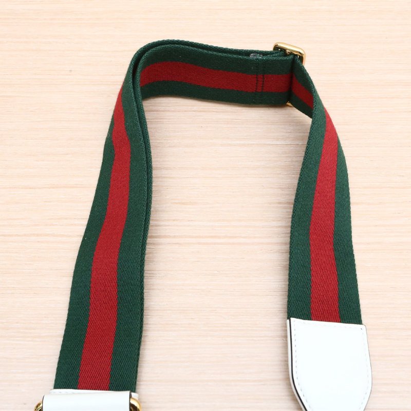 GUCCI Horsebit馬銜扣1955馬鞍包Mini20.5可拆卸雙肩帶白色帆布肩背包-2