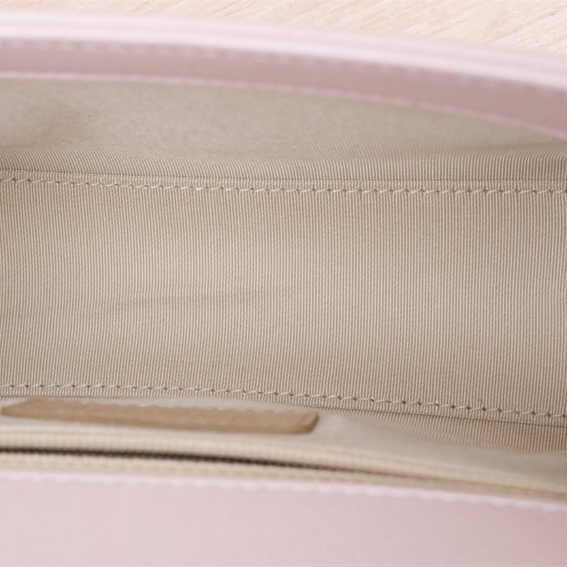 CHANEL 金屬logo荔枝牛皮鏈條斜跨包粉色23開粉色牛皮23開金扣肩背包-4