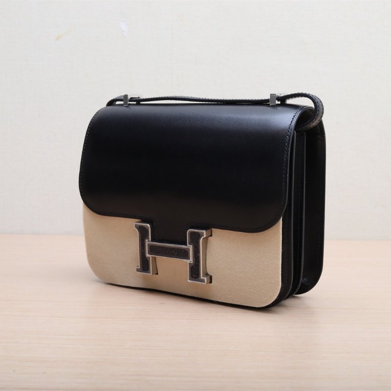 HERMES Constance康康1989黑色Box皮B刻無肩背包-4