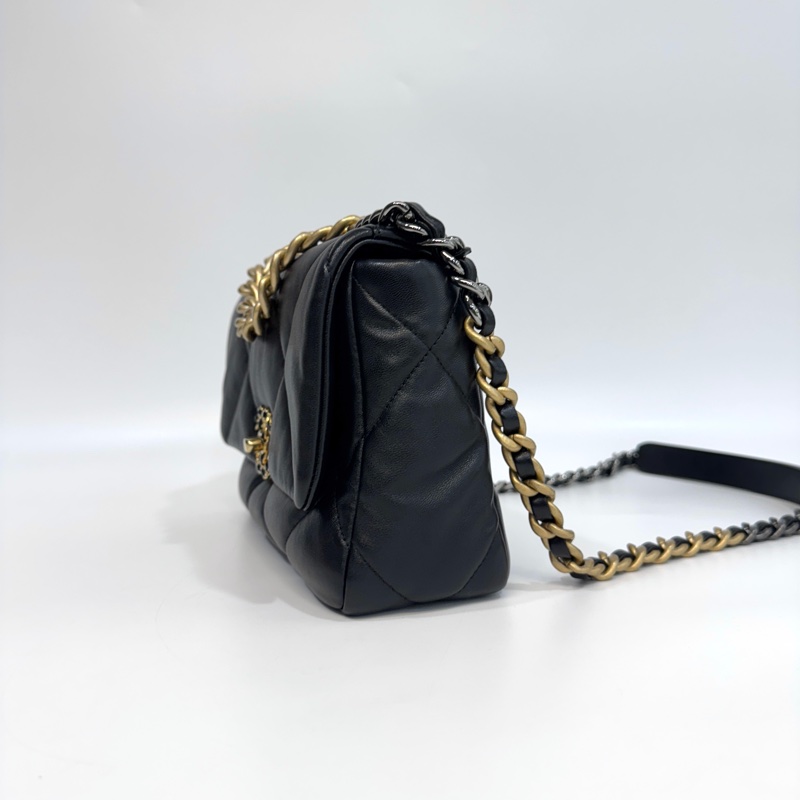 CHANEL黑金油蠟羊皮19包小號 26CM AS1160-2