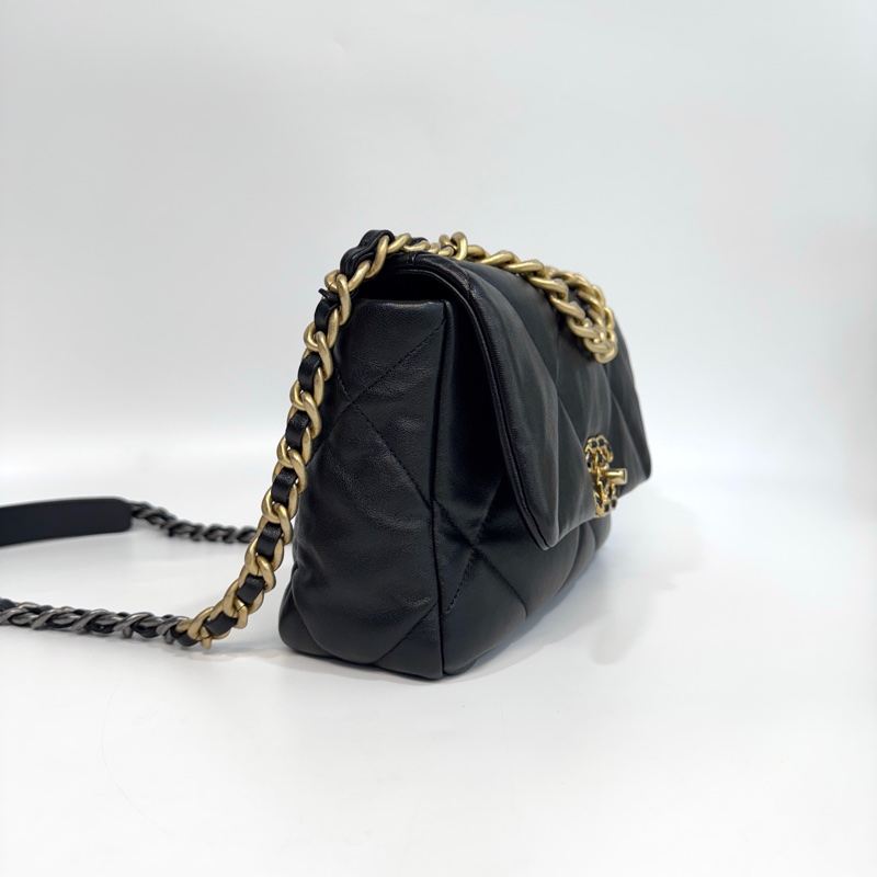 CHANEL黑金油蠟羊皮19包小號 26CM AS1160-3