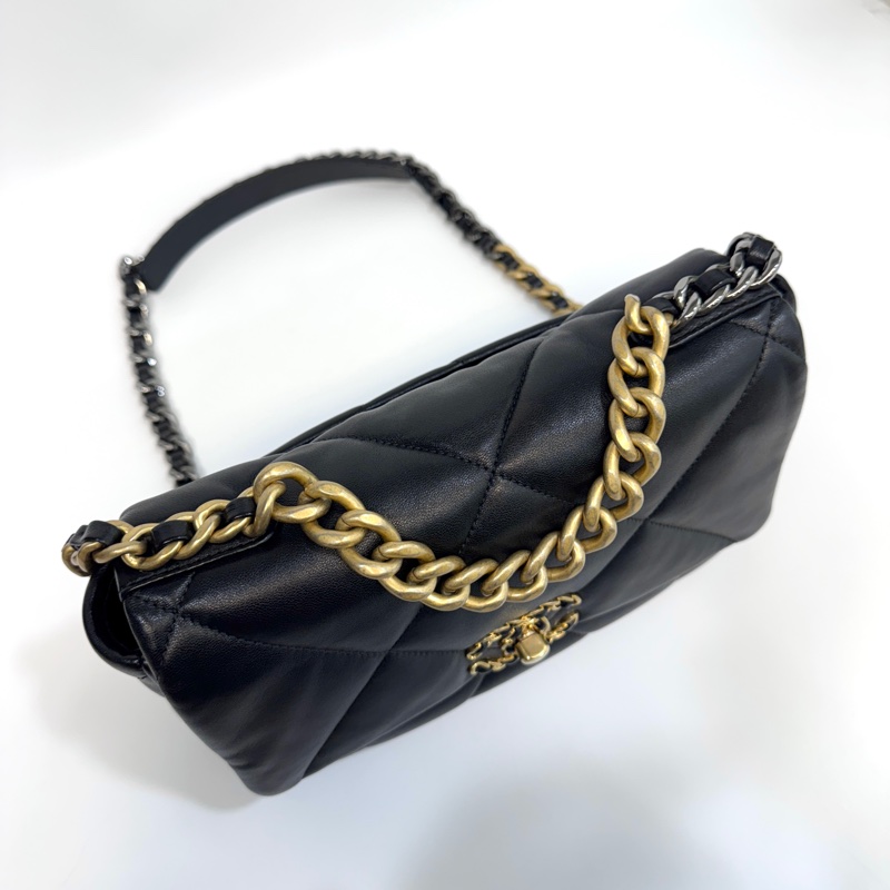 CHANEL黑金油蠟羊皮19包小號 26CM AS1160-6