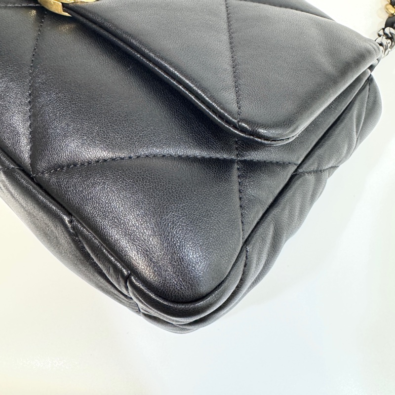 CHANEL黑金油蠟羊皮19包小號 26CM AS1160-11