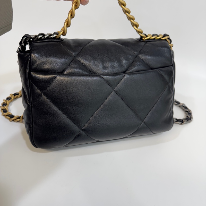 CHANEL黑金油蠟羊皮19包小號 26CM AS1160-14