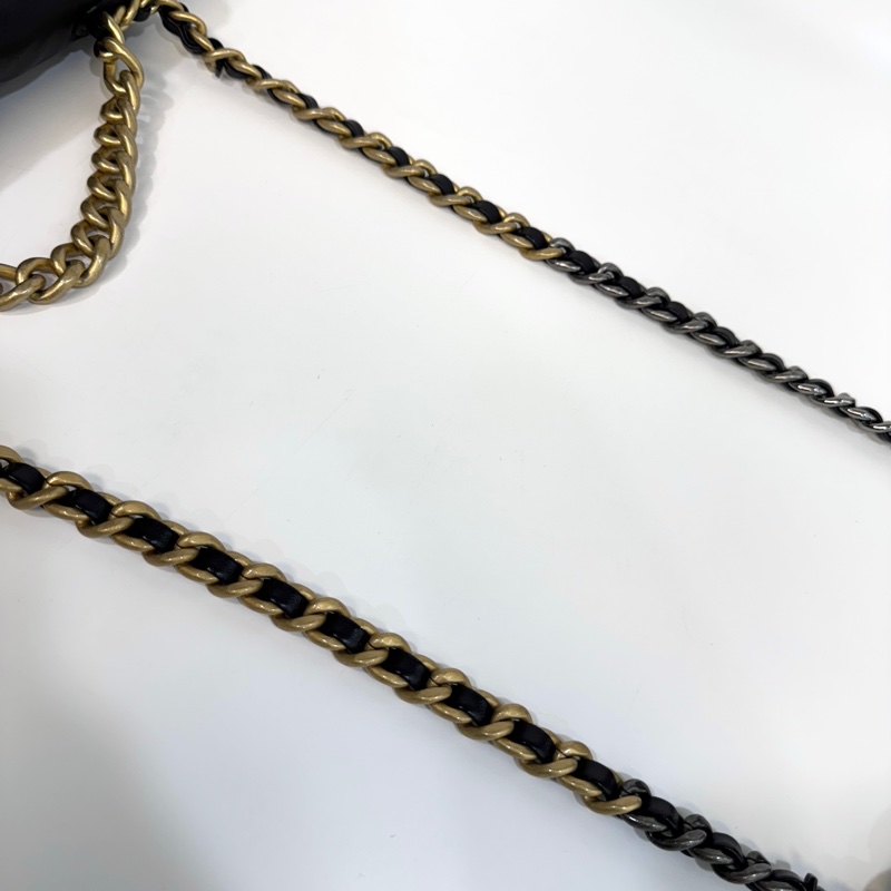 CHANEL黑金油蠟羊皮19包小號 26CM AS1160-23