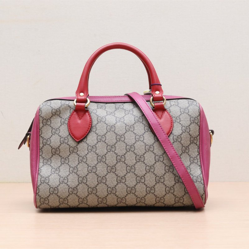 GUCCI GGSupreme波士頓包老花牛皮拼PVC肩背包-1