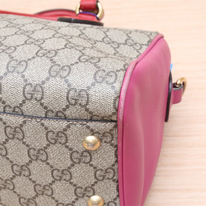 GUCCI GGSupreme波士頓包老花牛皮拼PVC肩背包-3
