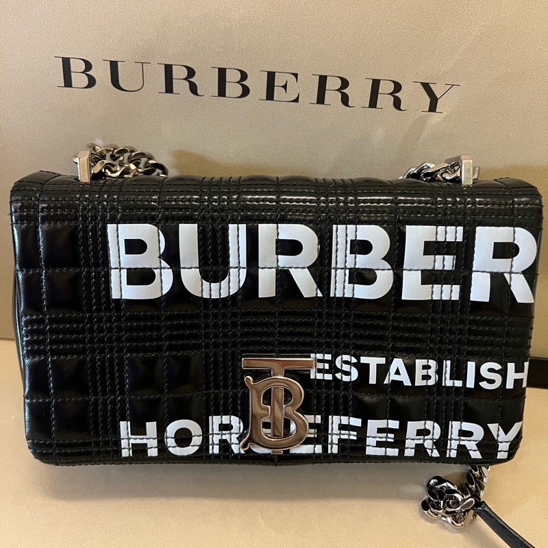 Burberry 小款Horseferry 印花絎縫Lola 包銀鏈斜背包-5