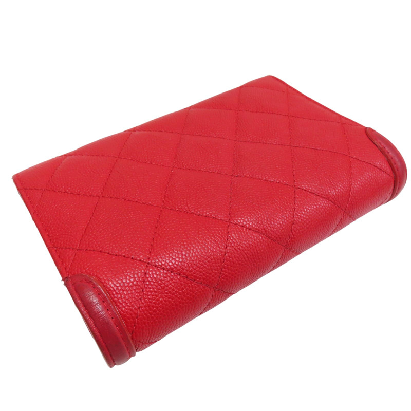 紅色 牛皮 扣式 中夾【CHANEL 香奈兒】 A84447-3