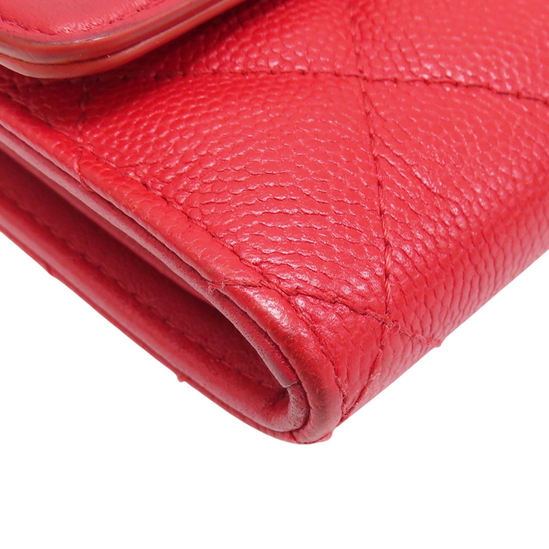 紅色 牛皮 扣式 中夾【CHANEL 香奈兒】 A84447-10