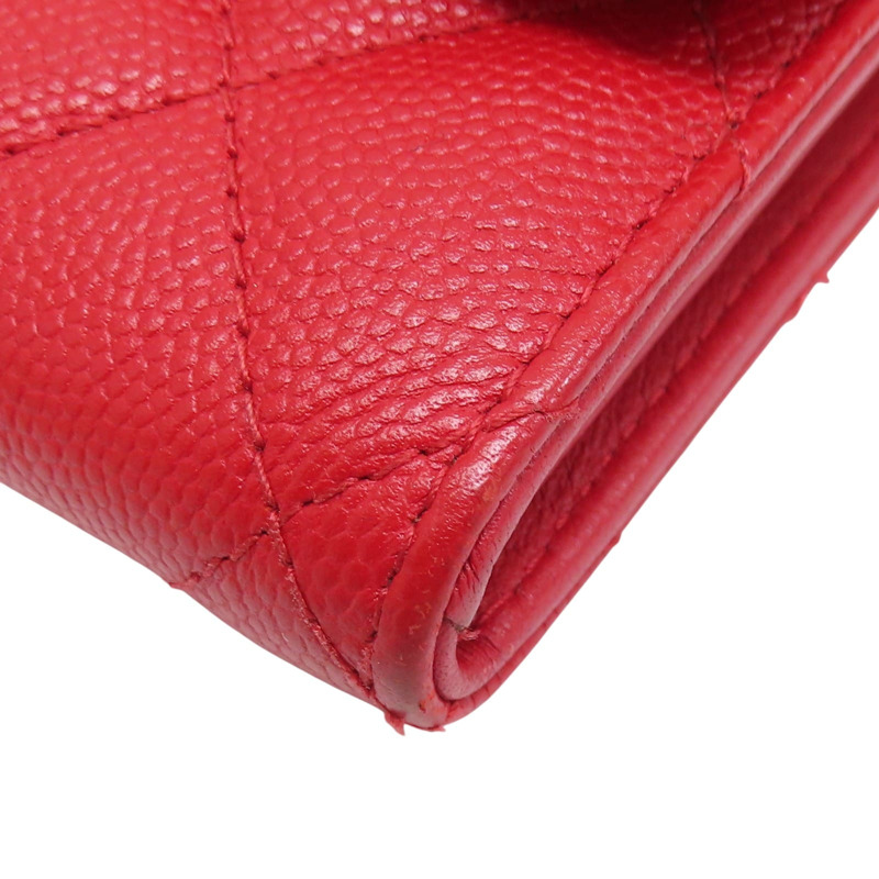 紅色 牛皮 扣式 中夾【CHANEL 香奈兒】 A84447-11