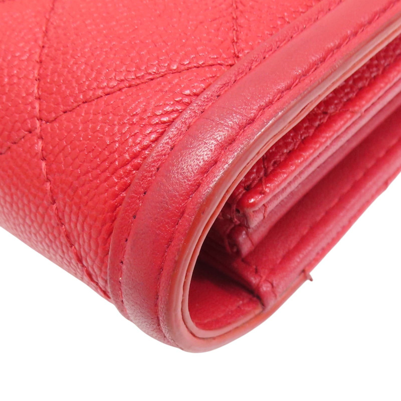 紅色 牛皮 扣式 中夾【CHANEL 香奈兒】 A84447-13