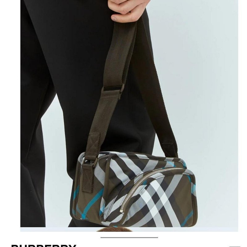 💎Han's house精品服飾💎burberry 格紋 尼龍 防水 側背包 現貨 原價44000-7