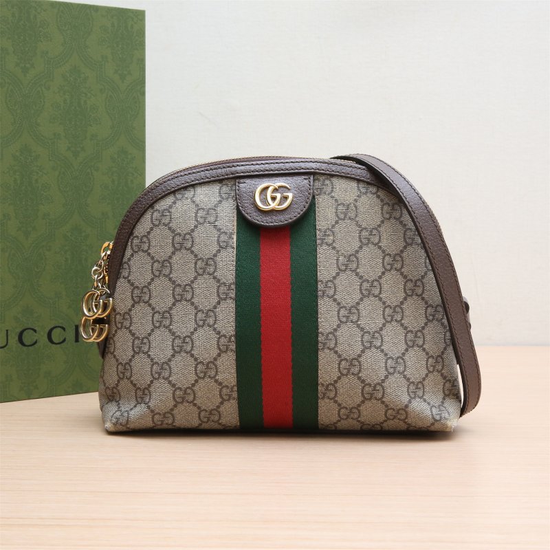 GUCCI Ophidia貝殼包小號23.5烏木色PVC肩背包-0