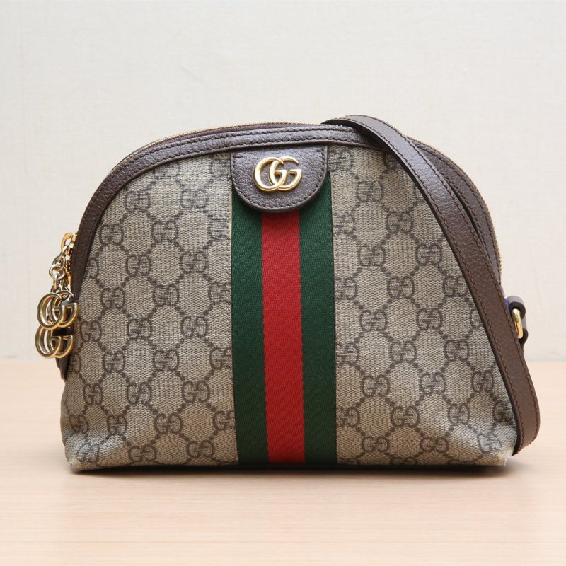 GUCCI Ophidia貝殼包小號23.5烏木色PVC肩背包-1