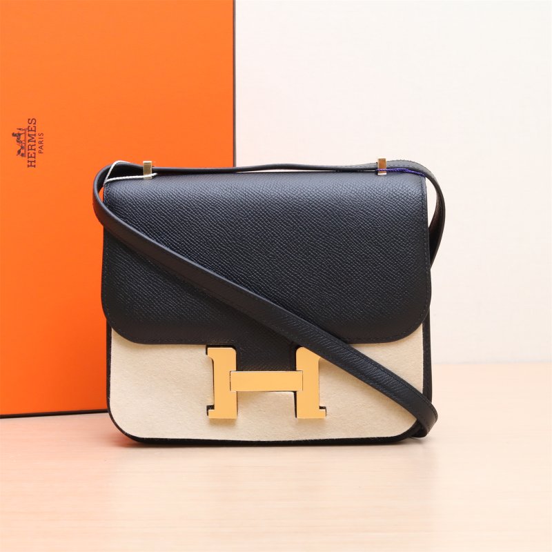 HERMES Constance康康1989黑色Epsom皮U刻金扣肩背包-0
