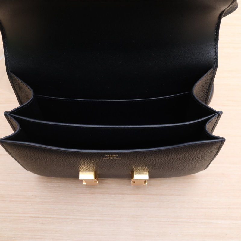 HERMES Constance康康1989黑色Epsom皮U刻金扣肩背包-3