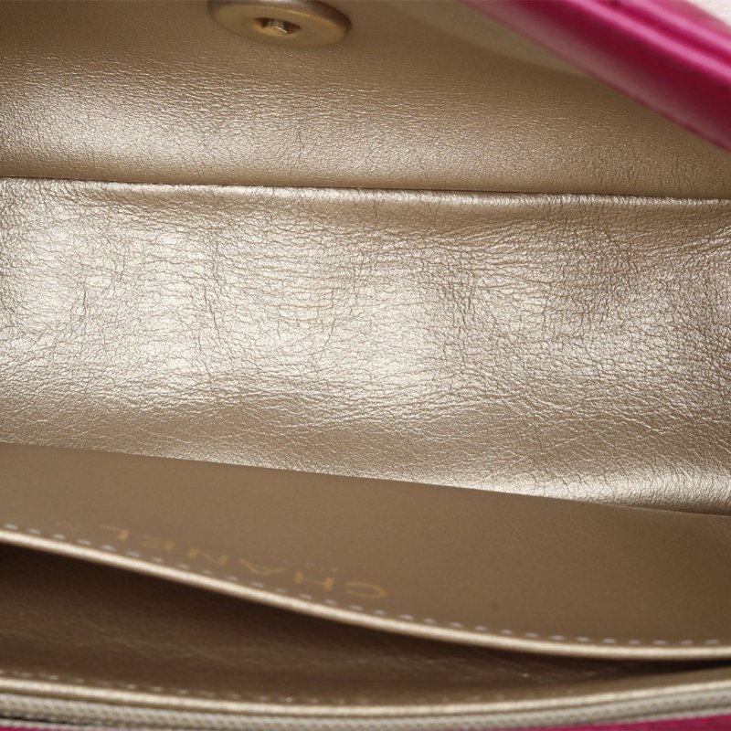 CHANEL CF口蓋包大Mini20玫紅金球調節扣肩帶羊皮30開金扣肩背包-3