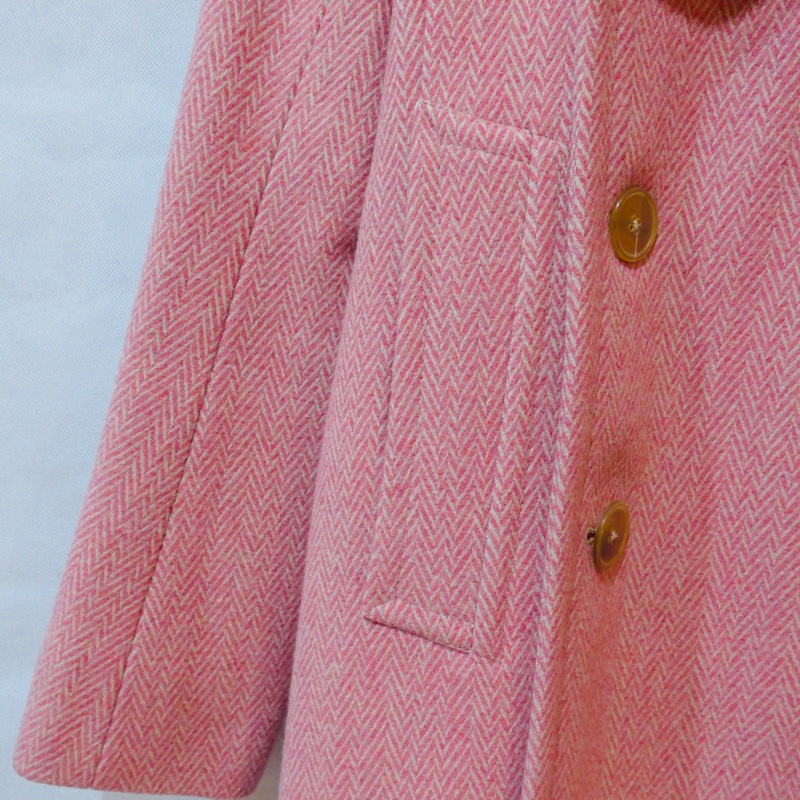 JIL Sander 粉色人字紋雙排扣大衣-4