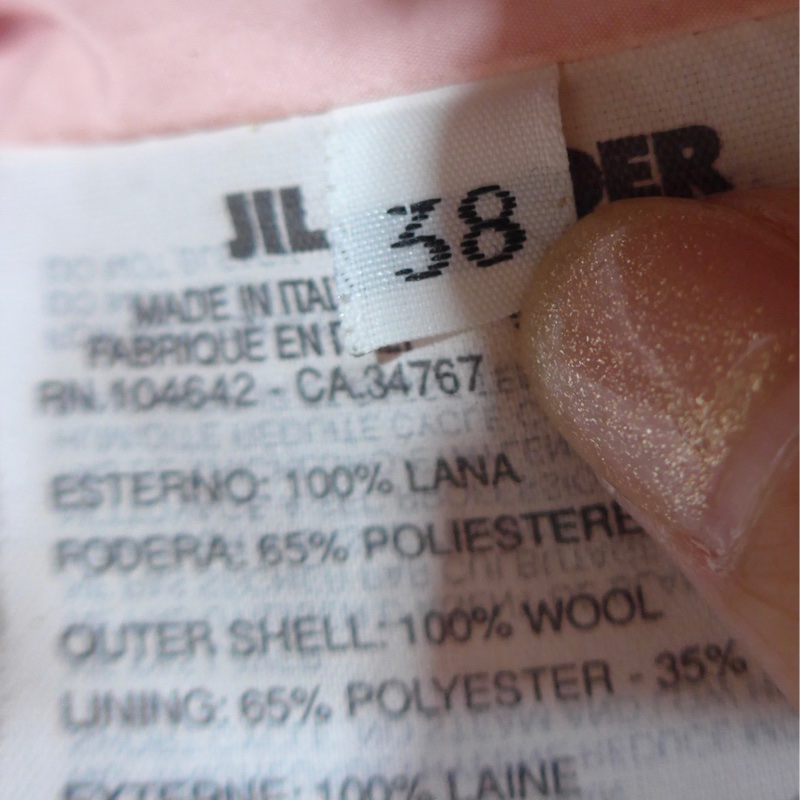 JIL Sander 粉色人字紋雙排扣大衣-6