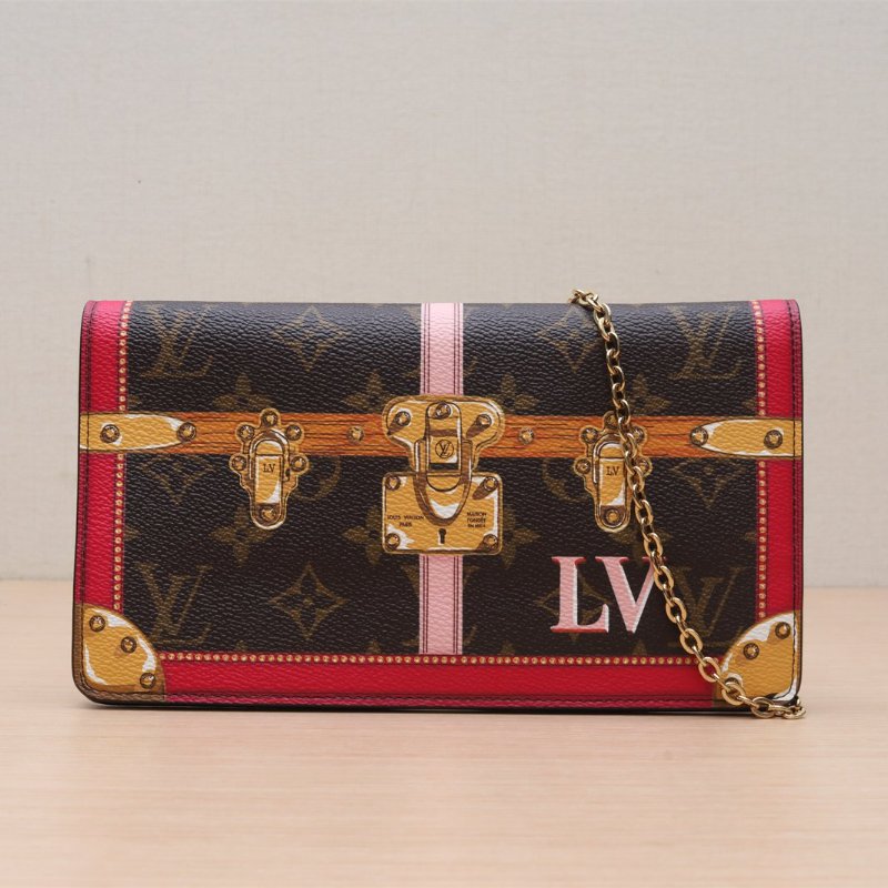 LOUIS VUITTON 美少女鏈條錢包老花印花PVC肩背包-1