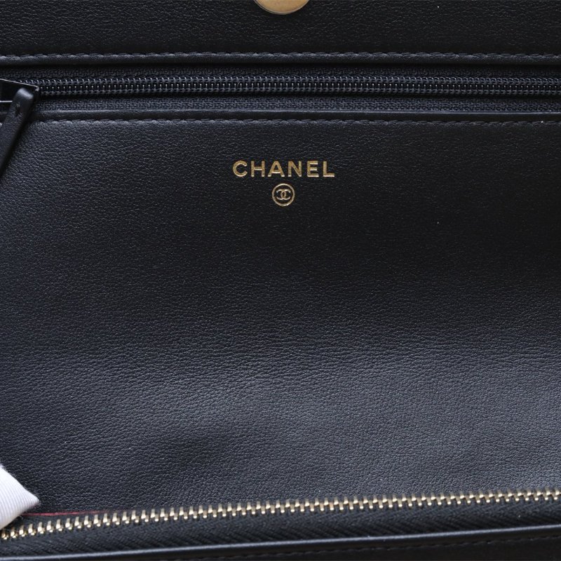 CHANEL CF季節款21早春珍珠鏈條包黑色牛皮31開金扣肩背包-3