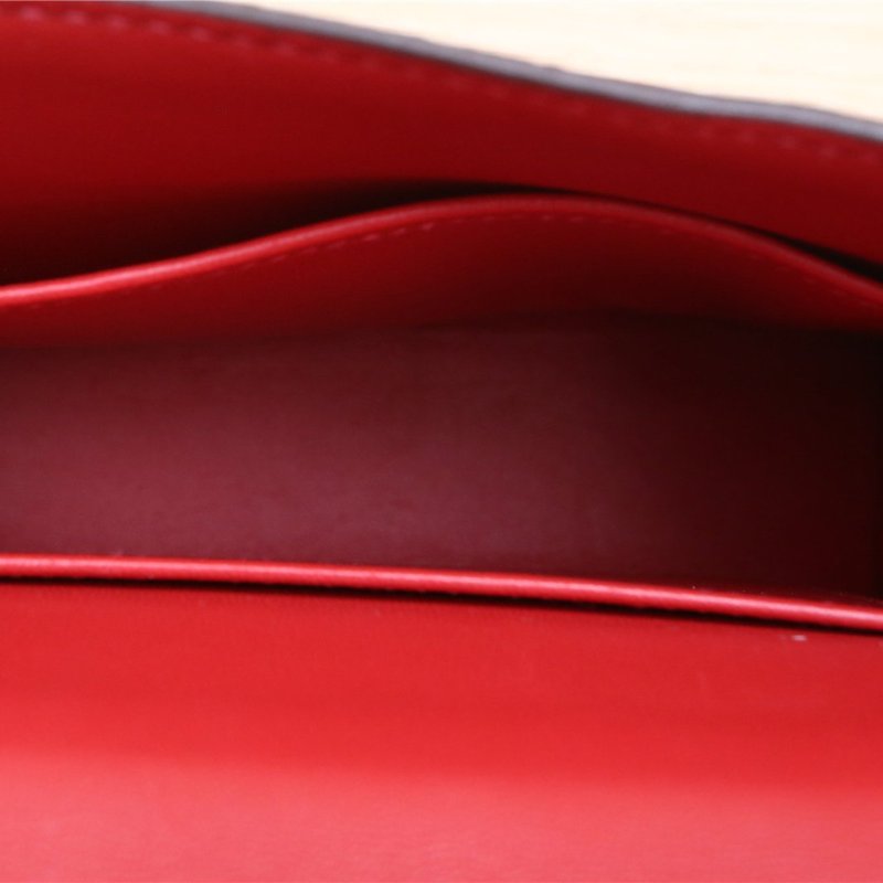 HERMES Verrou手槍包插銷包17Q5國旗紅Chevre山羊皮C刻銀扣肩背包-2