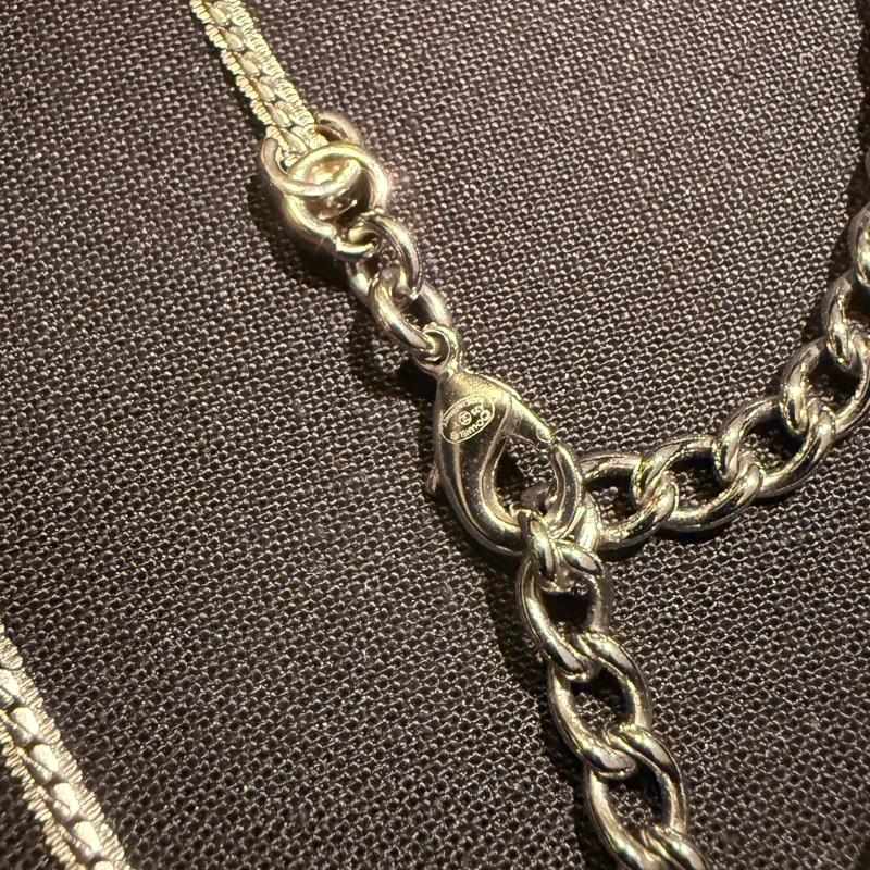 全新正品CHANEL 銀色7花 logo項鏈-13