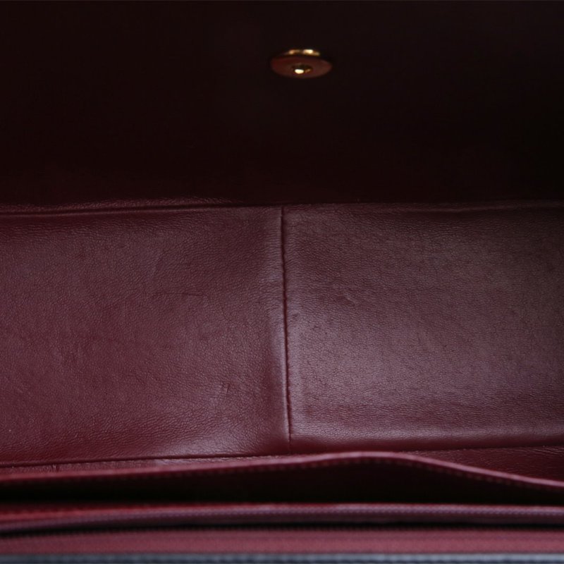 CHANEL 中古黑金羊貝嫂34羊皮2開金扣肩背包-2