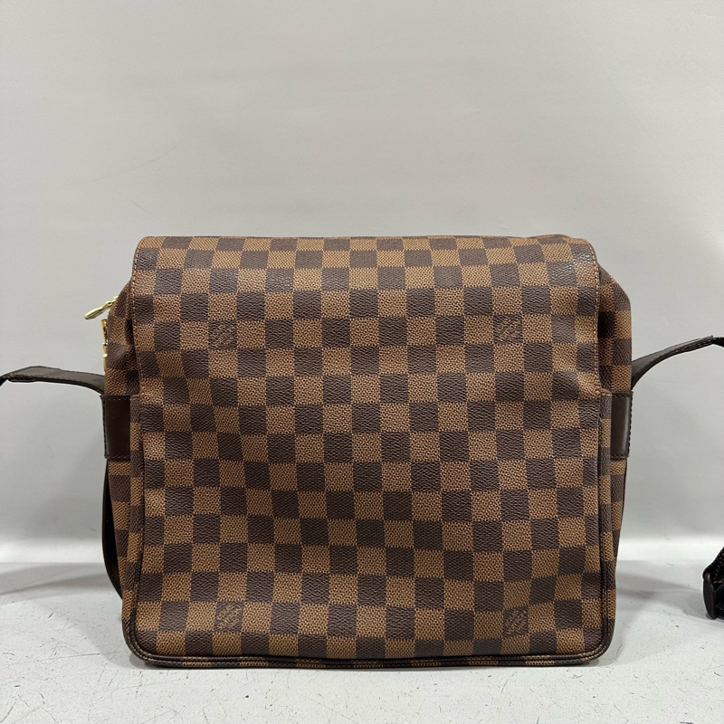 LV N45255 咖棋盤格拉鏈上蓋斜背包 豆腐包-1