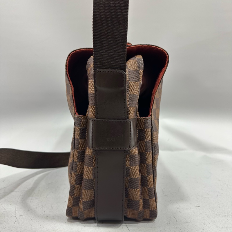 LV N45255 咖棋盤格拉鏈上蓋斜背包 豆腐包-3