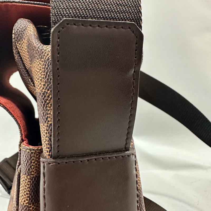 LV N45255 咖棋盤格拉鏈上蓋斜背包 豆腐包-9