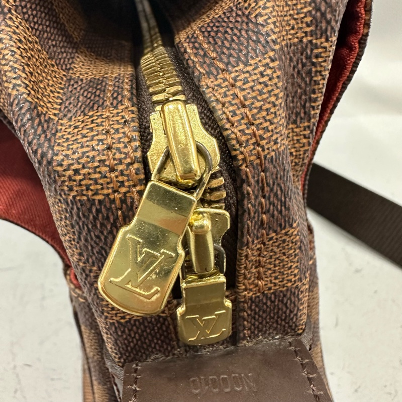 LV N45255 咖棋盤格拉鏈上蓋斜背包 豆腐包-12