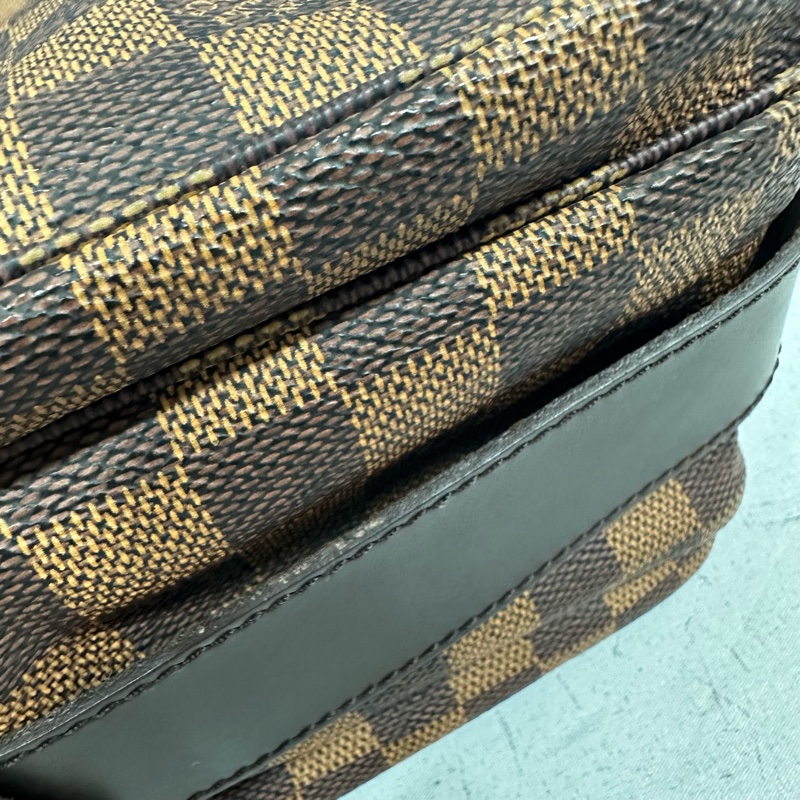 LV N45255 咖棋盤格拉鏈上蓋斜背包 豆腐包-16