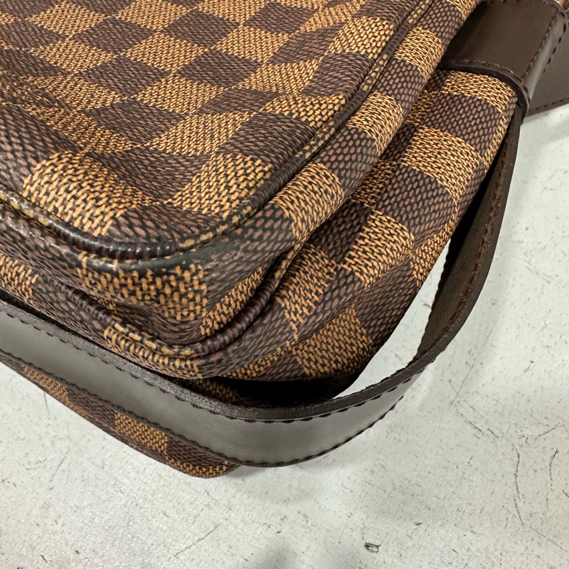 LV N45255 咖棋盤格拉鏈上蓋斜背包 豆腐包-19