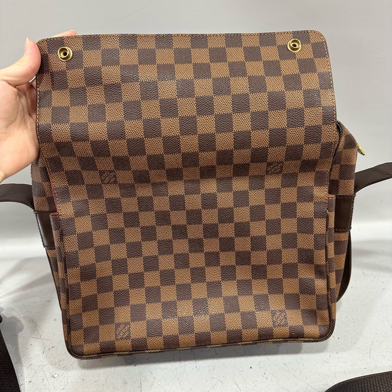 LV N45255 咖棋盤格拉鏈上蓋斜背包 豆腐包-26