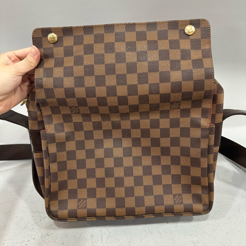 LV N45255 咖棋盤格拉鏈上蓋斜背包 豆腐包-40