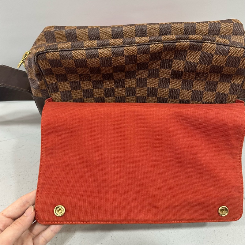 LV N45255 咖棋盤格拉鏈上蓋斜背包 豆腐包-45