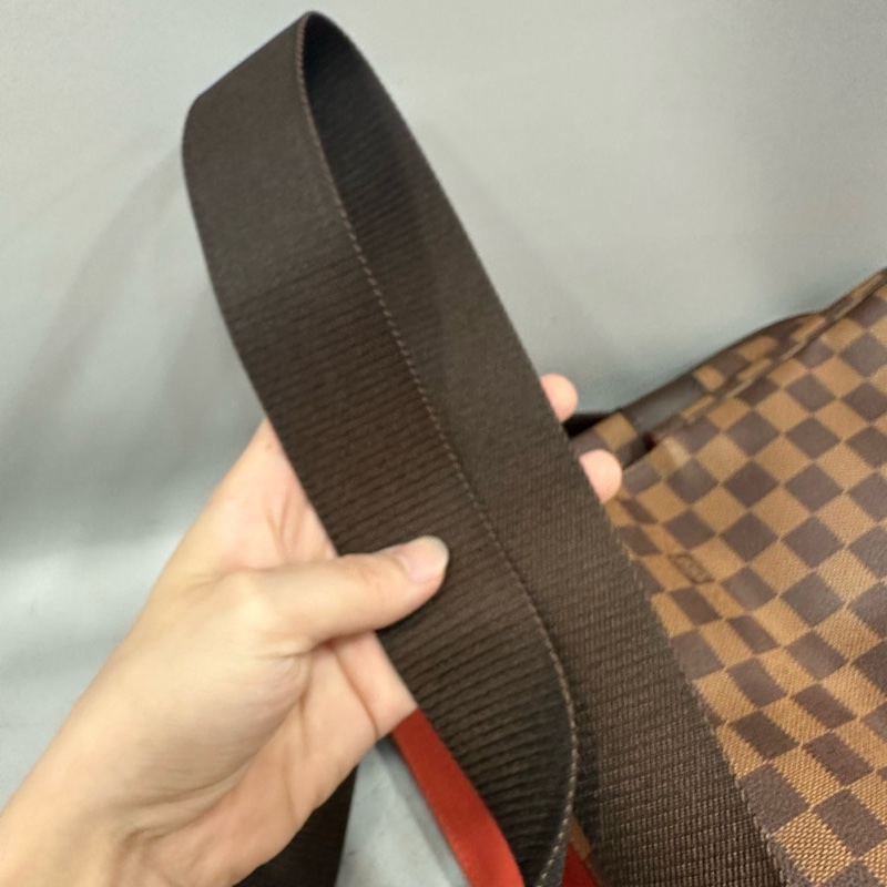 LV N45255 咖棋盤格拉鏈上蓋斜背包 豆腐包-71