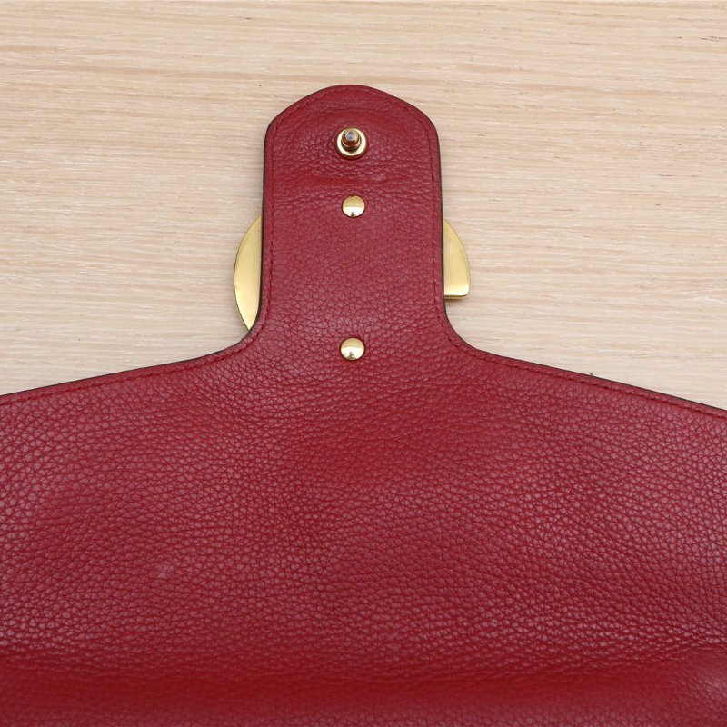 GUCCI GG雙G全皮肩帶郵差單肩斜挎包紅色肩背包-2